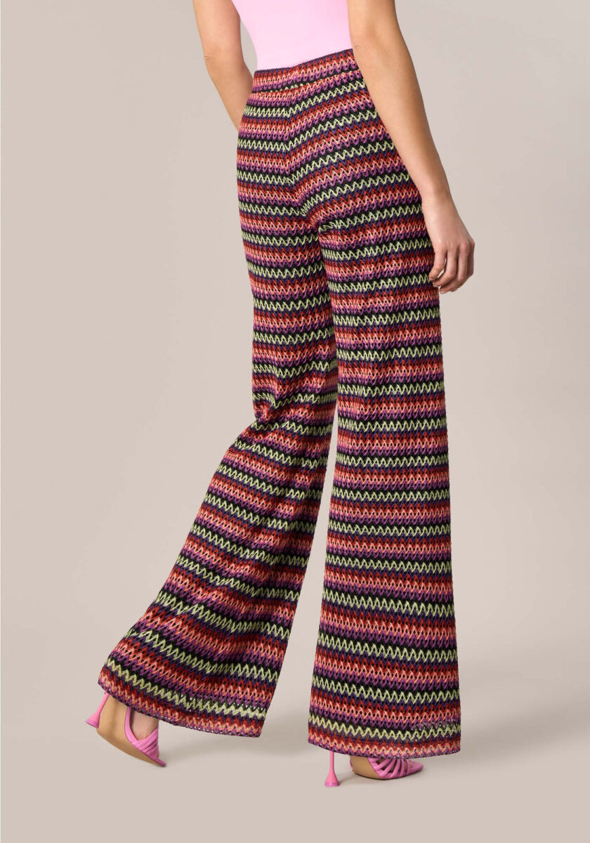 Pantaloni Wide Leg in Tessuto Raschel Multicolor - Nicla