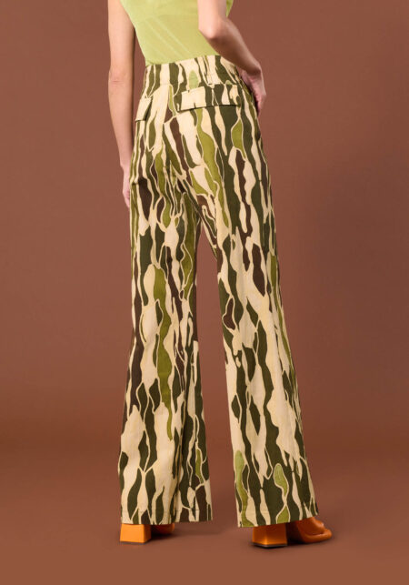 Pantaloni Wide Leg in Cotone Stampa Camouflage Multicolor - Nicla