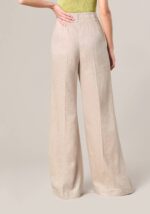 Pantaloni Wide Leg in Lino-Viscosa Beige - Nicla