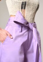 Pantaloni Wide Leg in Raso di Cotone con Fusciacca Viola - Nicla