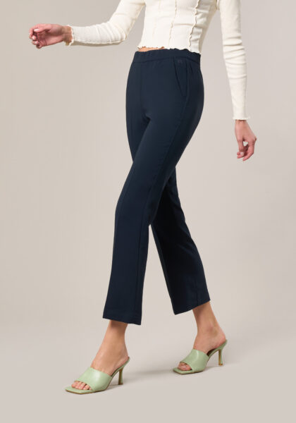 Pantaloni Flare in Tessuto Tecnico Blu - vista frontale | Nicla