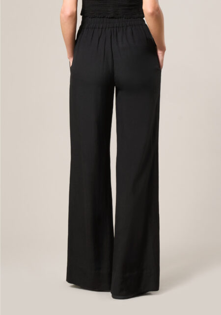 Pantaloni Palazzo in Misto Viscosa Lino Nero - Nicla