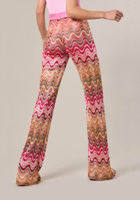 Pantaloni Wide Leg in Tessuto Raschel Rosa - Nicla