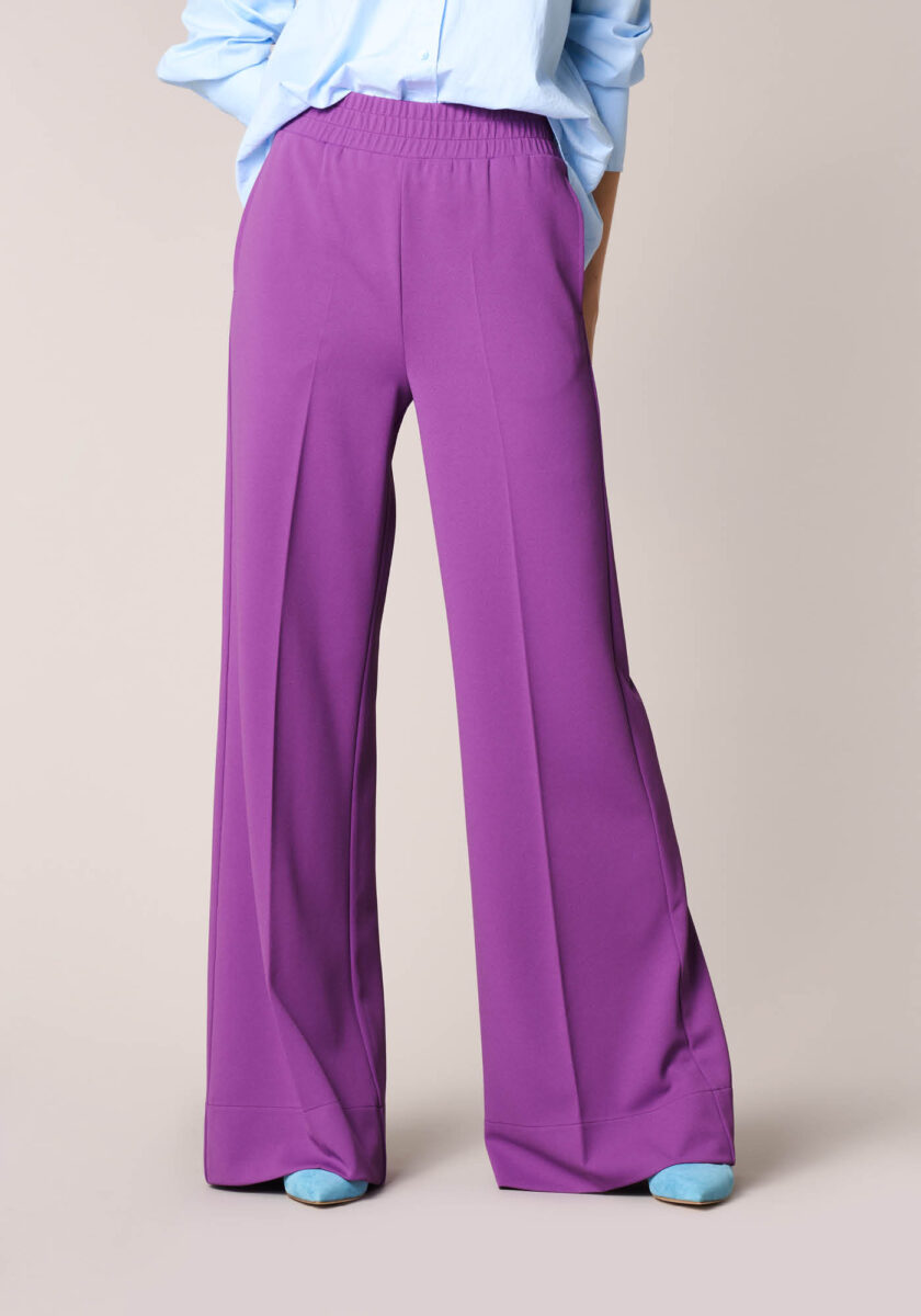 Pantaloni Palazzo in Crepe Viola - vista frontale | Nicla