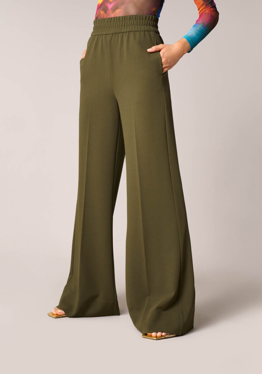 Pantaloni Palazzo in Crepe Verde - vista frontale | Nicla