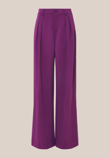 Pantaloni Wide Leg in Cadi di Viscosa Viola - Nicla