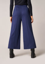 Pantaloni Cropped in Tessuto Tecnico Diagonale Blu - Nicla