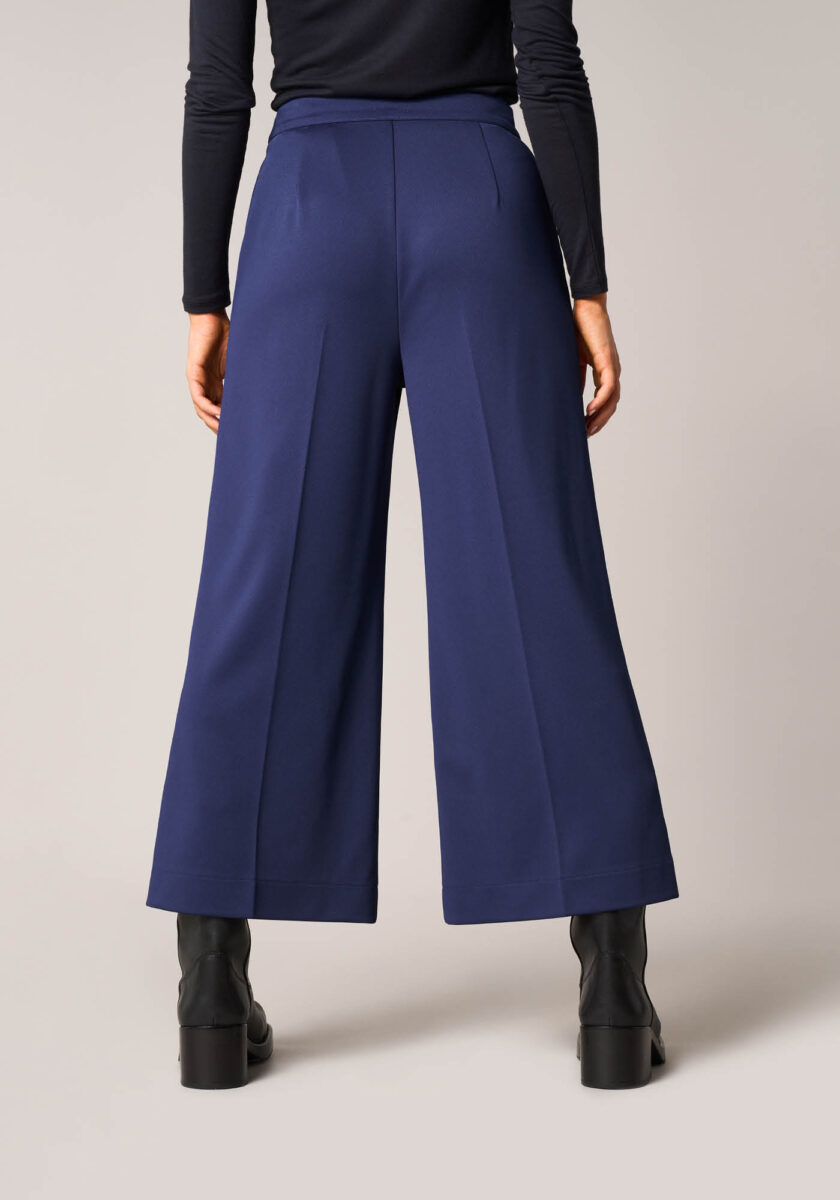 Pantaloni Cropped in Tessuto Tecnico Diagonale Blu - Nicla