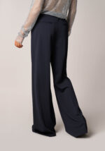 Pantaloni Cropped in Tessuto Tecnico Diagonale Blu - Nicla