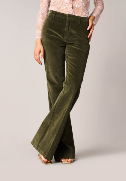 Bootcut in Velluto a Coste Elasticizzato Verde - vista frontale | Nicla
