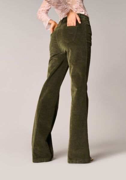 Bootcut in Velluto a Coste Elasticizzato Verde - Nicla