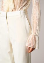 Pantaloni Wide Leg Tailoring in Lana Stretch Bianco - Nicla