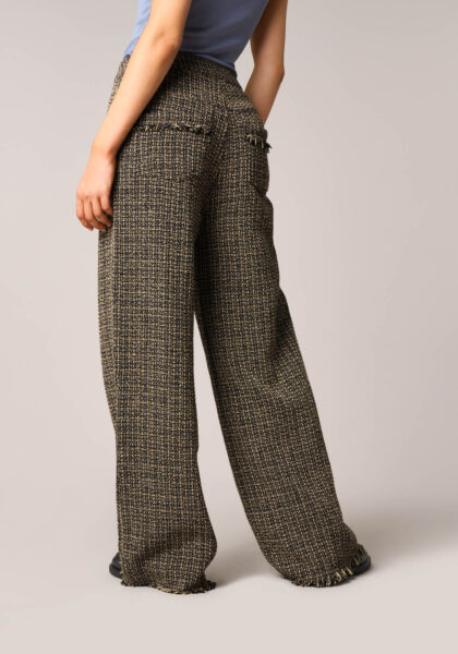 Pantaloni Loose Fit in Tweed Marrone - Nicla