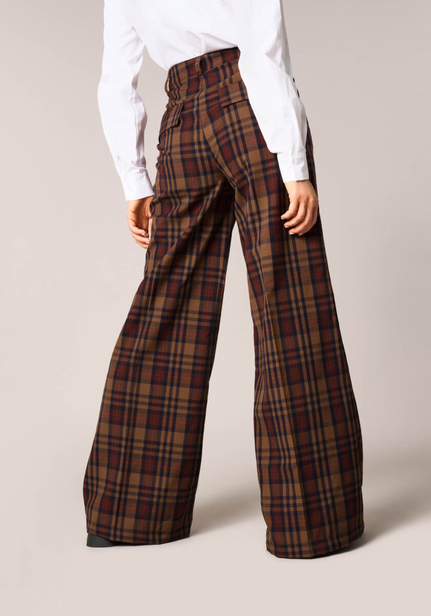 Pantaloni Wide Leg a Fantasia Check Multicolor  - Nicla