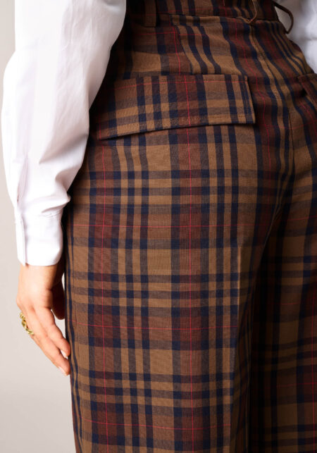 Pantaloni Wide Leg a Fantasia Check Multicolor  - Nicla
