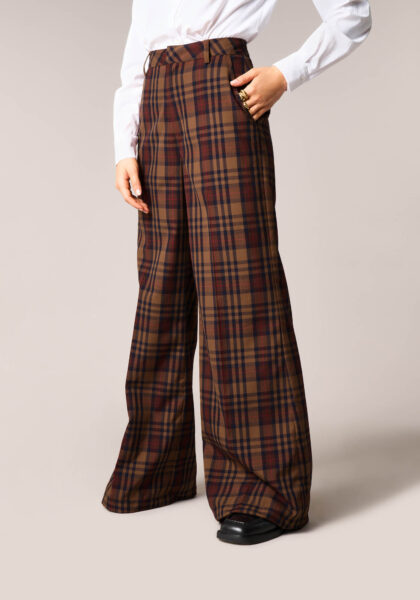 Pantaloni Wide Leg a Fantasia Check Multicolor Multicolor - vista frontale | Nicla