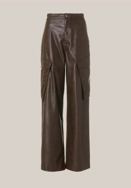 Pantaloni cargo effetto pelle Marrone - Nicla