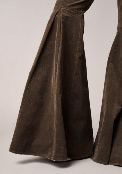 Pantaloni Bootcut in Velluto di Cotone Marrone - Nicla