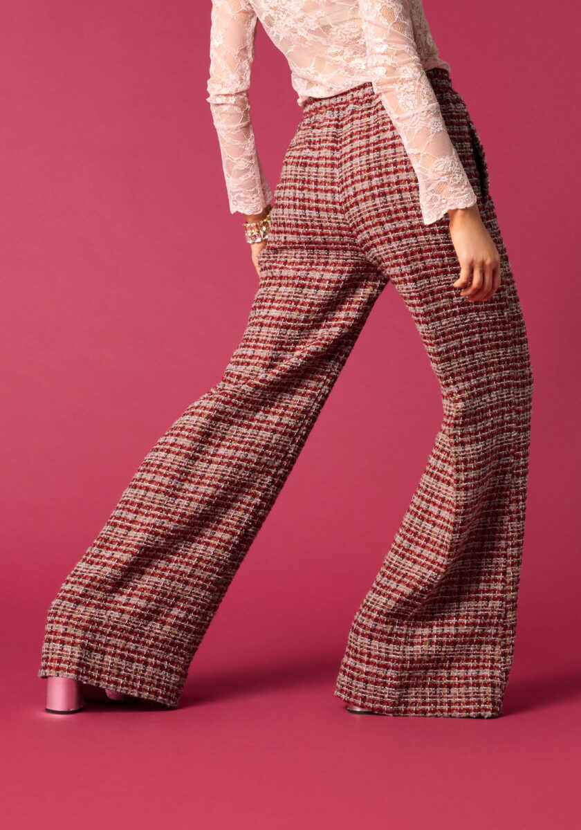 Pantaloni Palazzo in Tweed Misto Lana  - Nicla