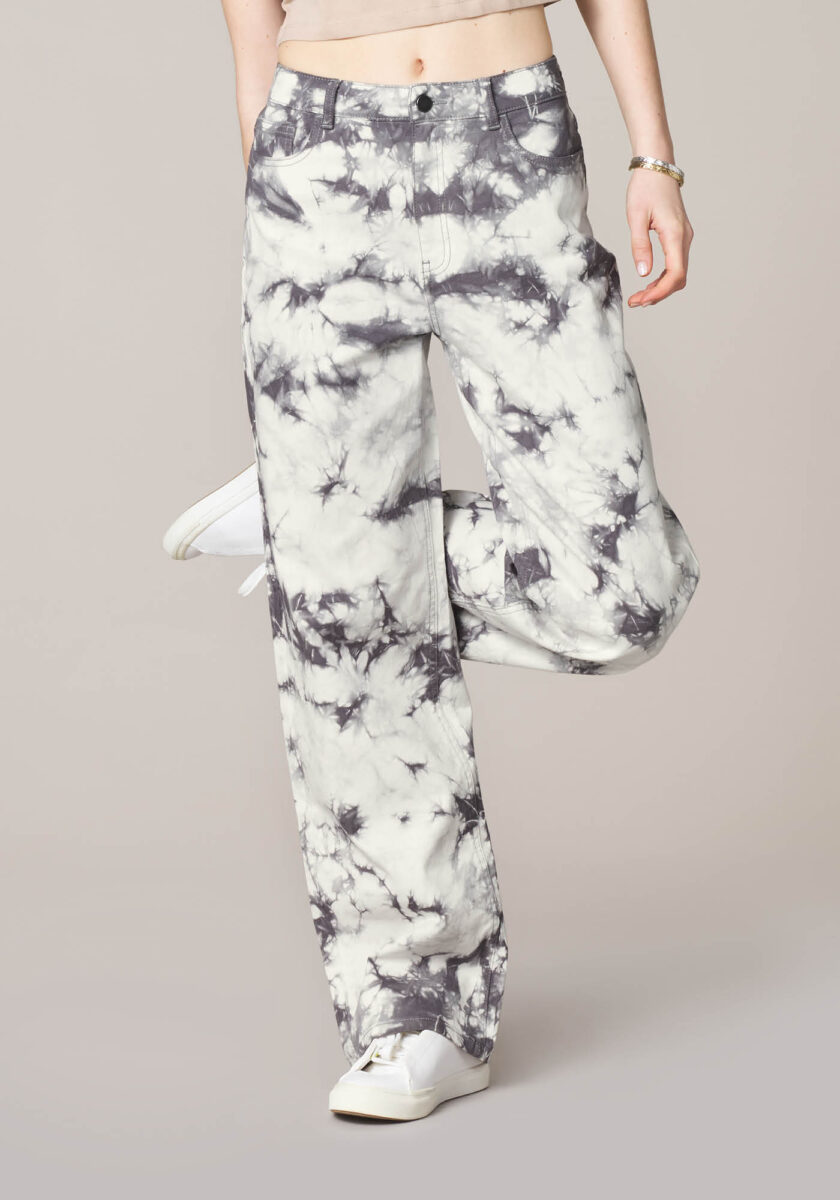 Pantaloni Wide Leg in Denim Tie-Dye  - vista frontale | Nicla