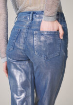 Pantaloni Straight in Denim Laminato Silver  - Nicla