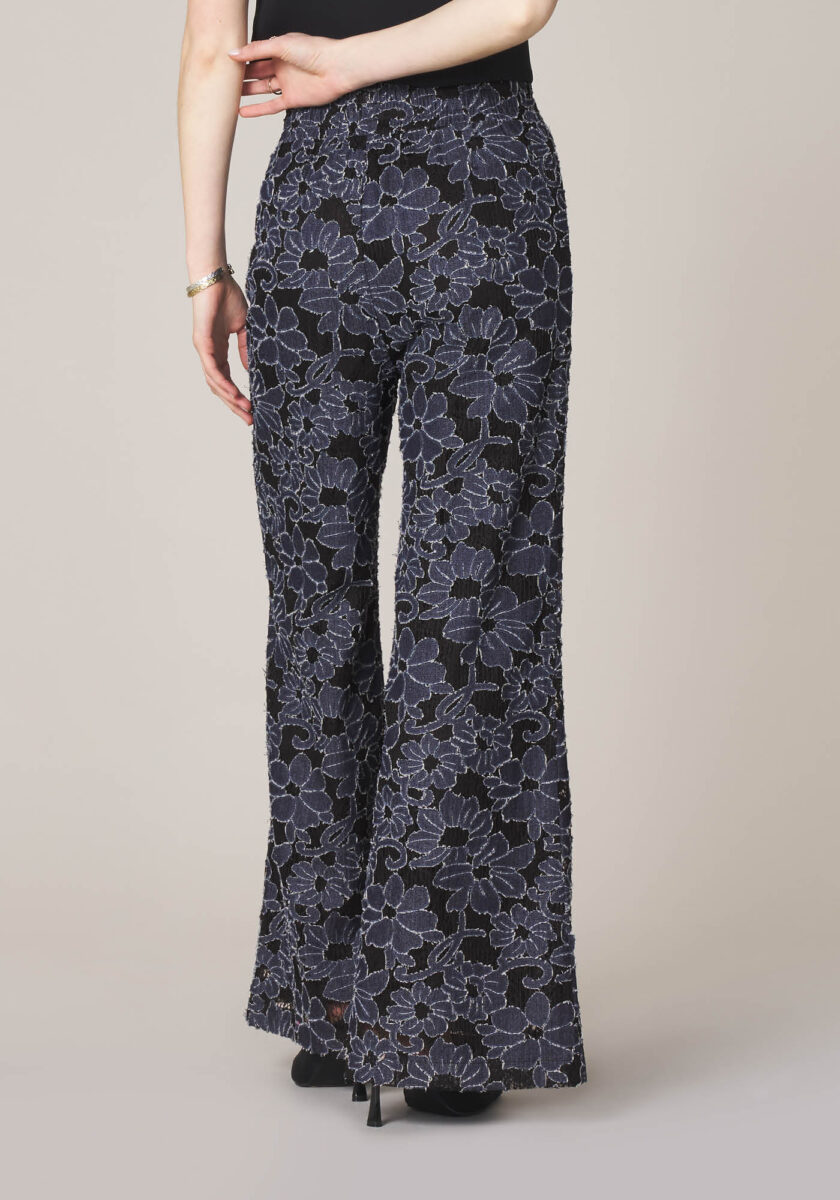 Pantaloni Palazzo in Tulle e Denim Laser Cut  - Nicla