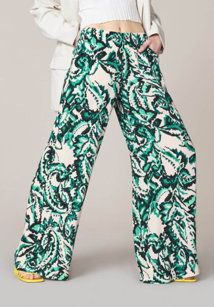 Pantaloni Wide Leg in Viscosa Stampa Abstract  - vista frontale | Nicla