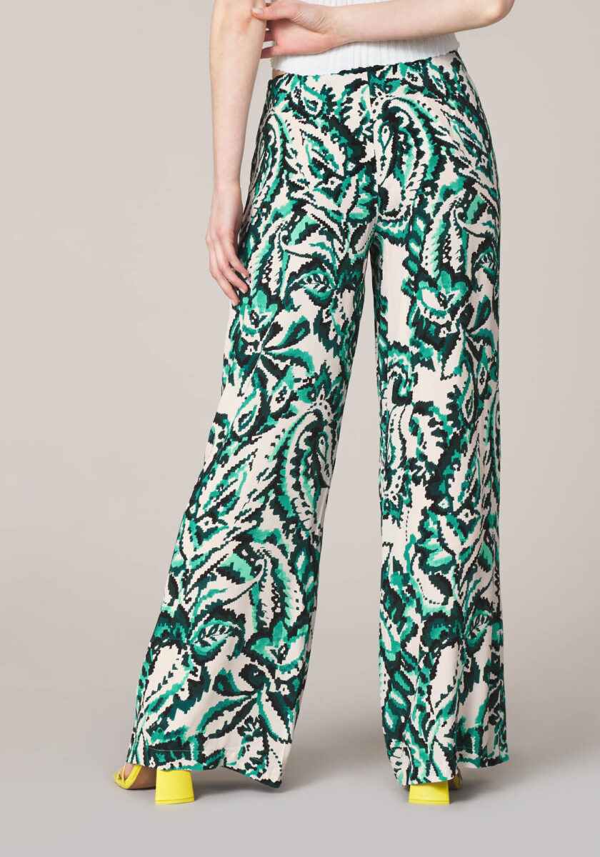 Pantaloni Wide Leg in Viscosa Stampa Abstract  - Nicla