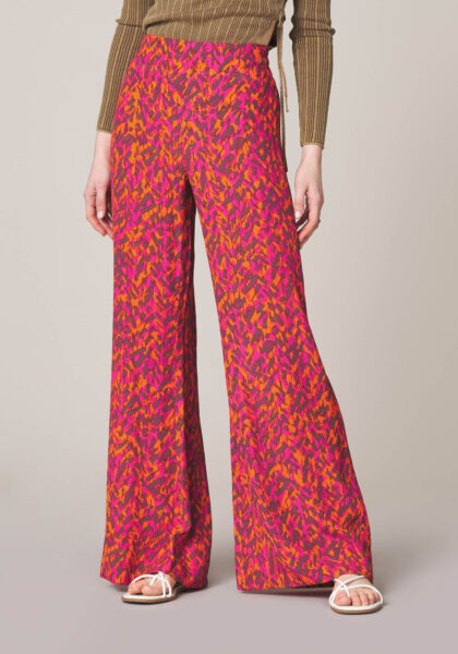 Pantaloni Wide Leg in Viscoa Stampa Paisley  - vista frontale | Nicla