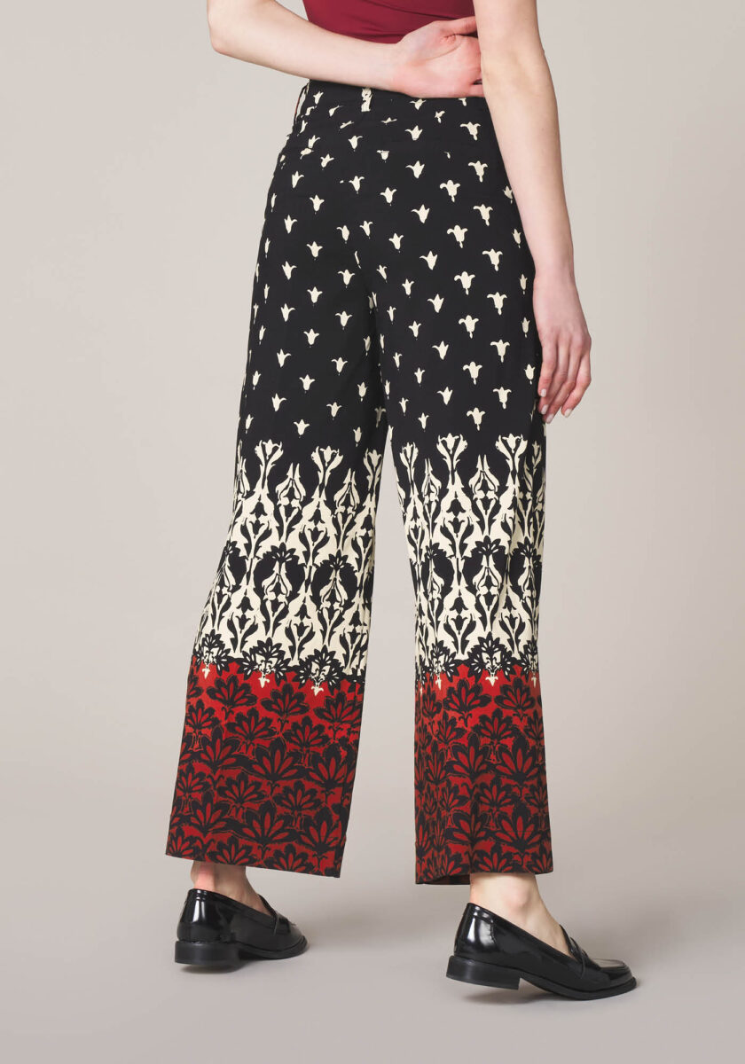 Pantaloni Cropped in Viscosa Stretch Stampa Ikat  - Nicla